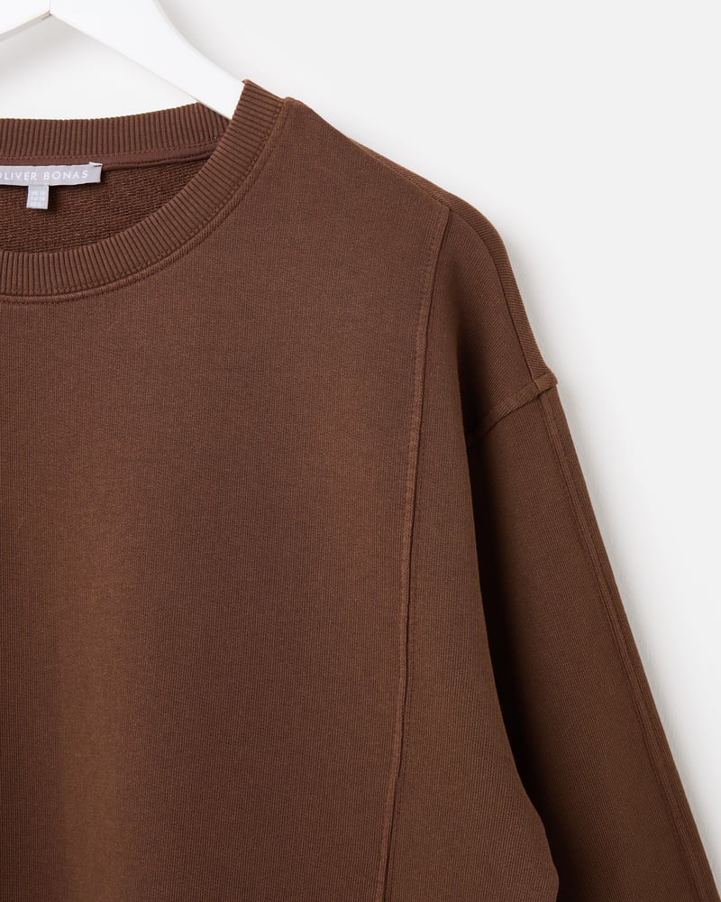Chocolate Brown Seam Detail Sweatshirt