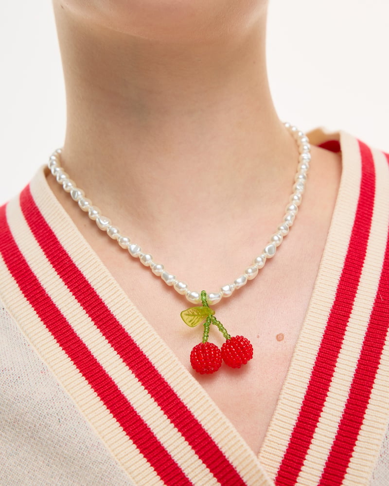 Charlene Beaded Cherry Faux Pearl Necklace
