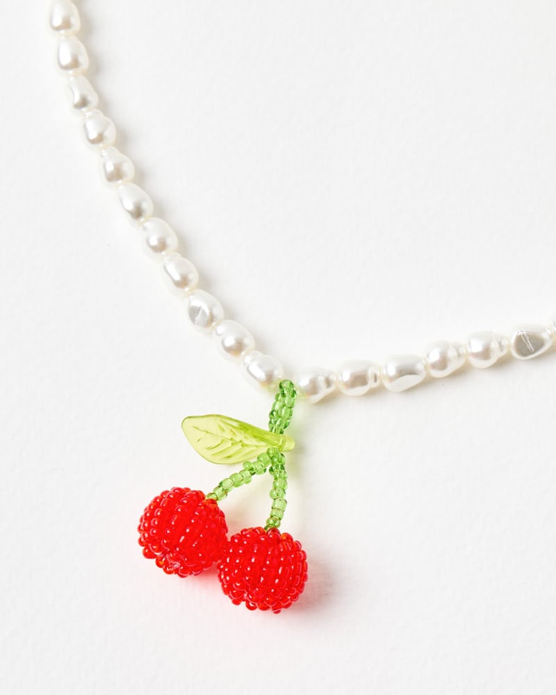 Charlene Beaded Cherry Faux Pearl Necklace