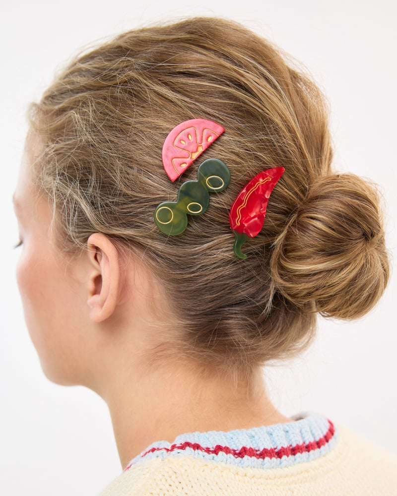 Chilli, Olives & Tomato Hair Clips Set of Three
