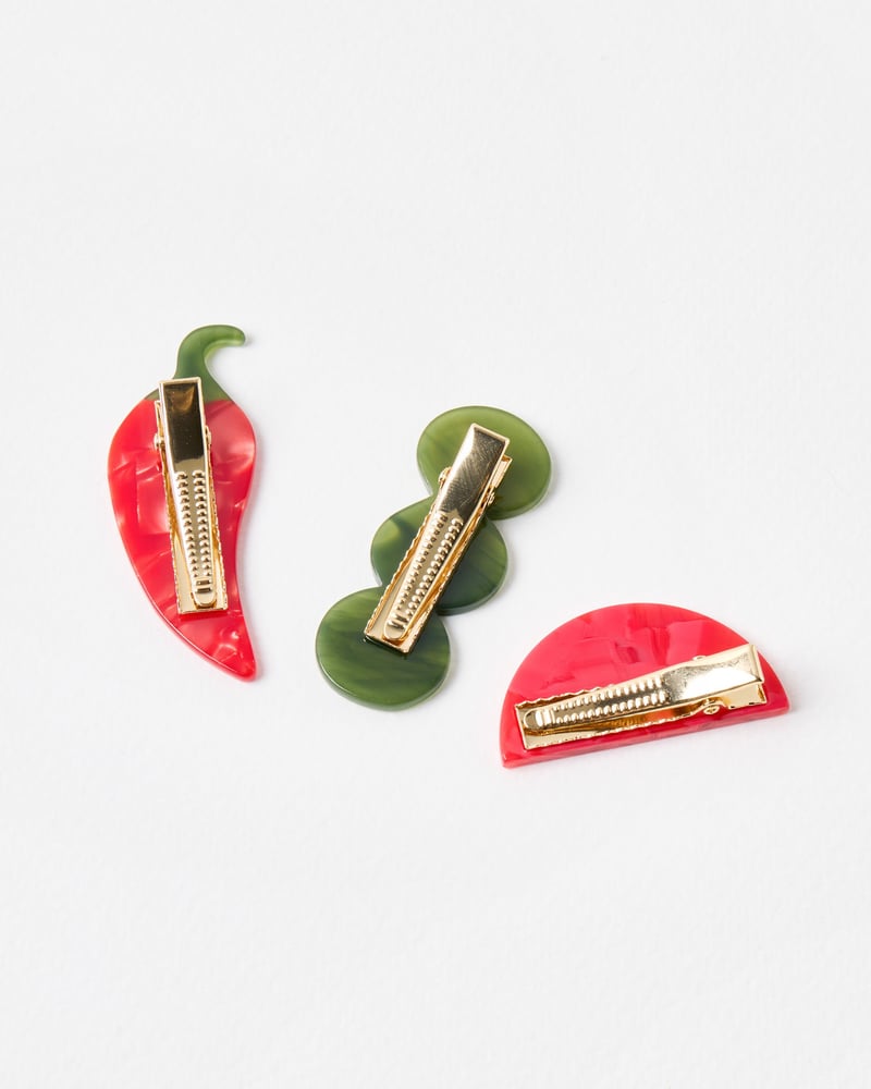 Chilli, Olives & Tomato Hair Clips Set of Three