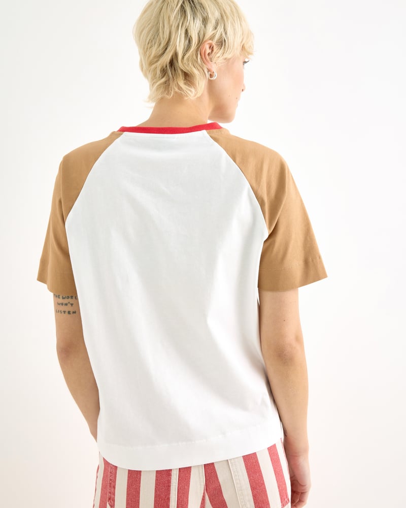 White & Brown Rabbit Run Graphic T-Shirt