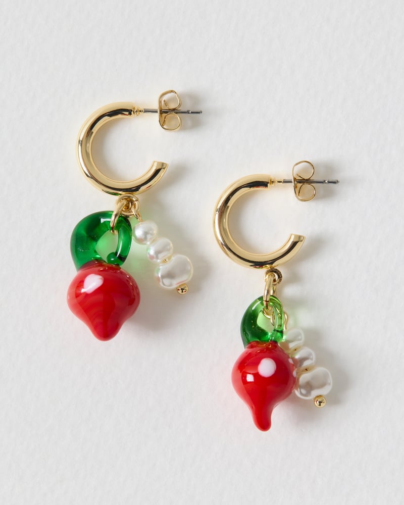 Alea Pepper & Faux Pearl Charm Drop Hoop Earrings