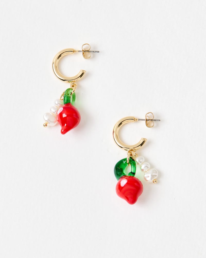 Alea Pepper & Faux Pearl Charm Drop Hoop Earrings