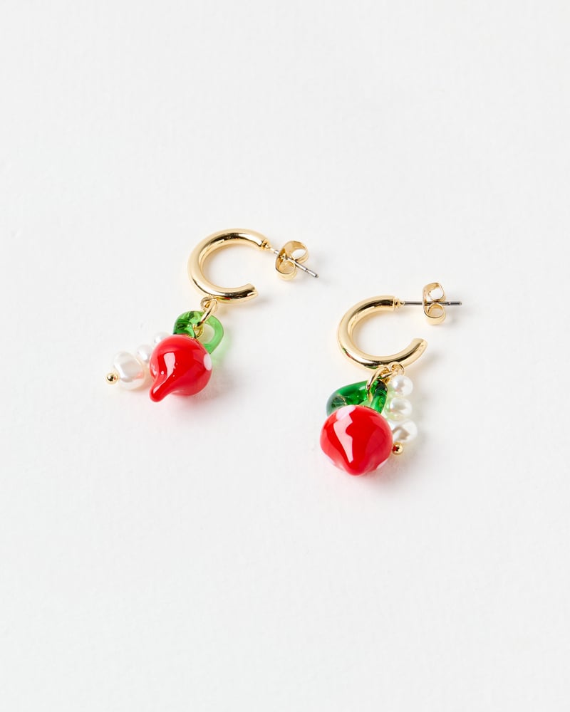 Alea Pepper & Faux Pearl Charm Drop Hoop Earrings