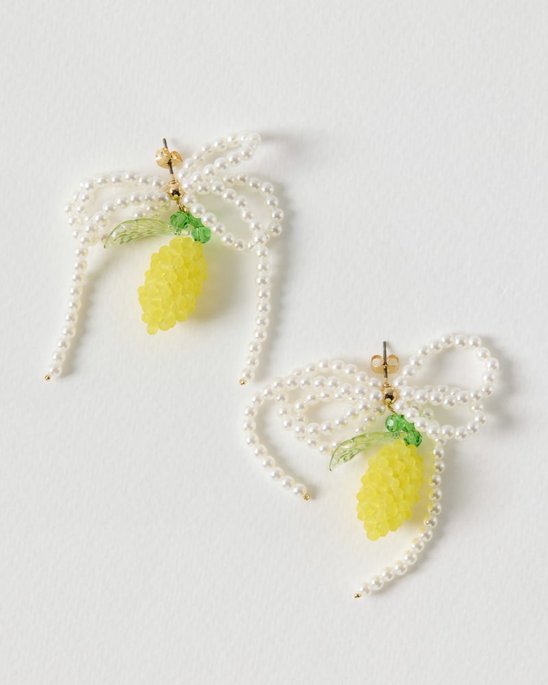 Lorena Lemon Beaded Bow Stud Earrings