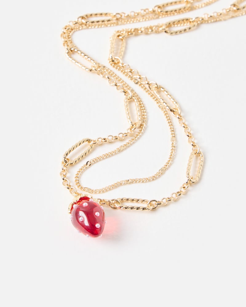 Sierra Strawberry Double Row Chain Necklace