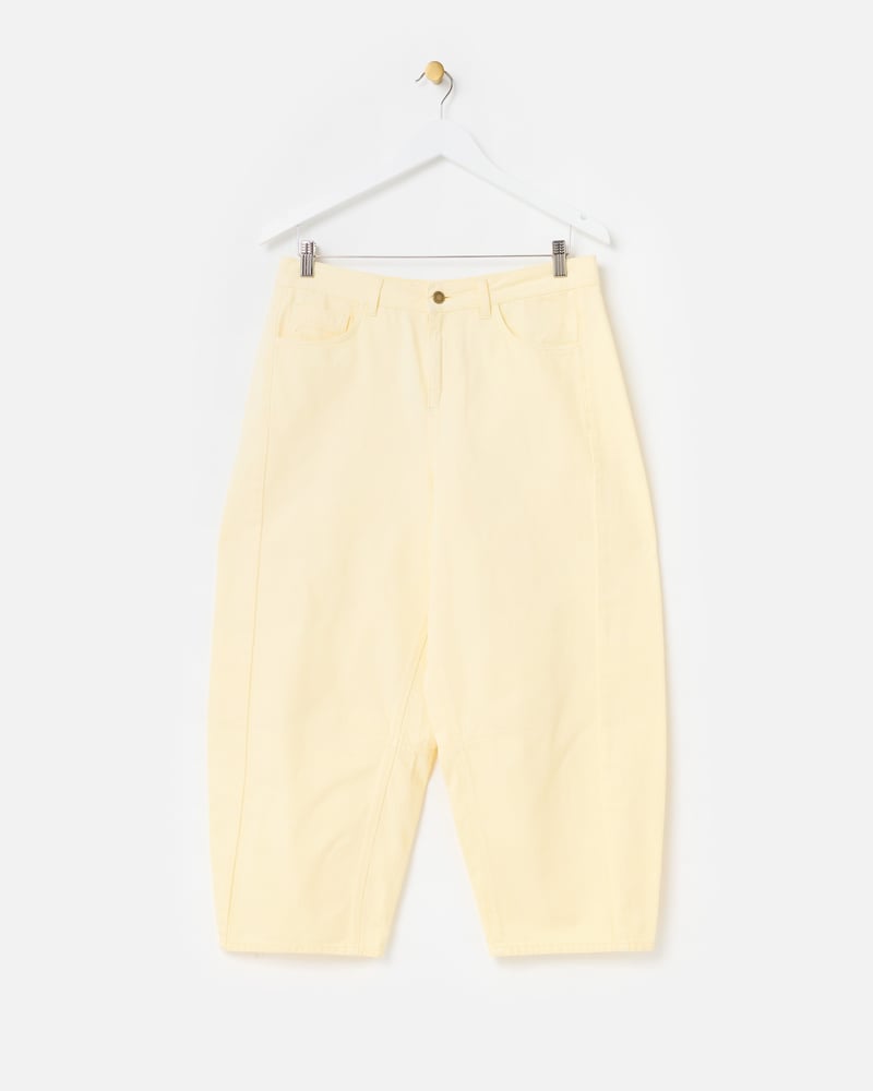 Lemon Yellow Denim Barrel Leg Jeans