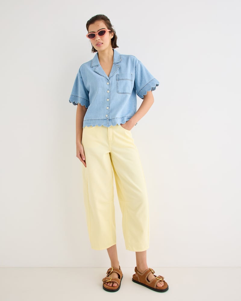 Lemon Yellow Denim Barrel Leg Jeans