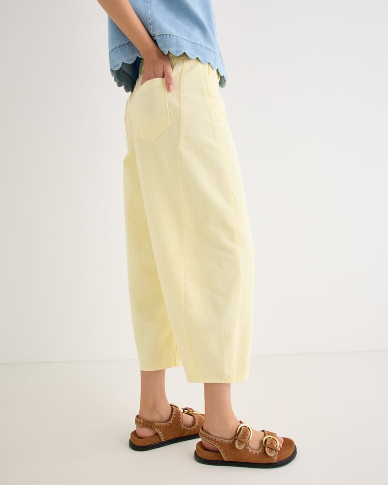 Lemon Yellow Denim Barrel Leg Jeans
