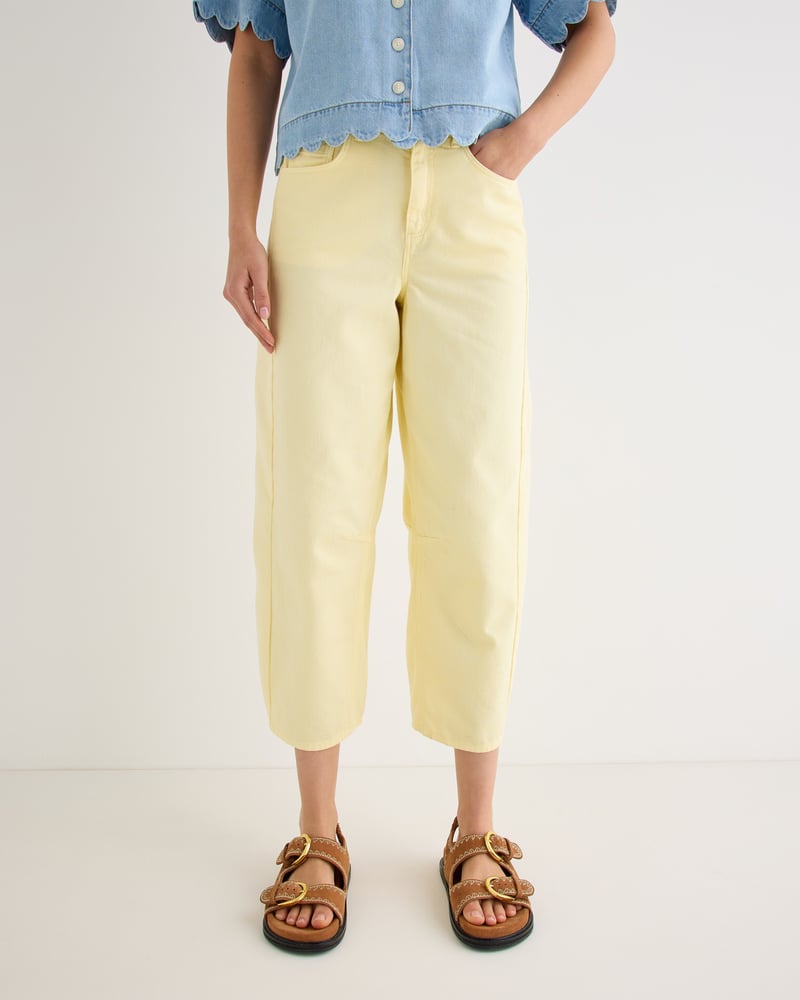 Lemon Yellow Denim Barrel Leg Jeans