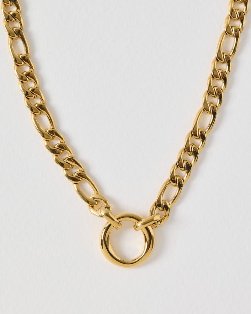 Zora Gold Tone Waterproof Chunky Ring Necklace