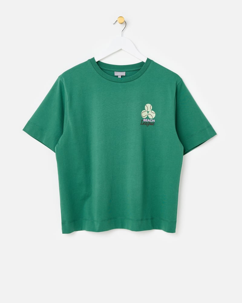 Green Frescobol Cotton Graphic T-Shirt