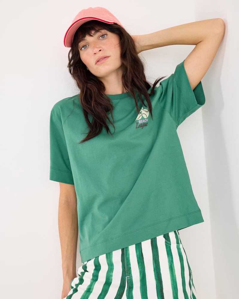 Green Frescobol Cotton Graphic T-Shirt