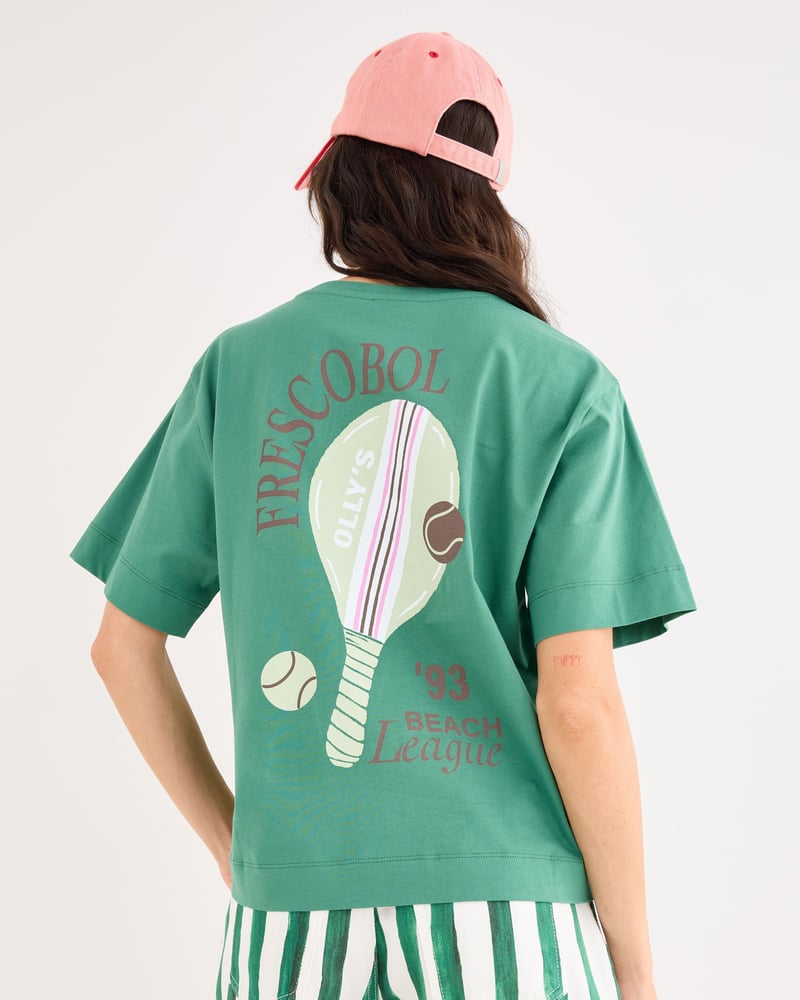 Green Frescobol Cotton Graphic T-Shirt