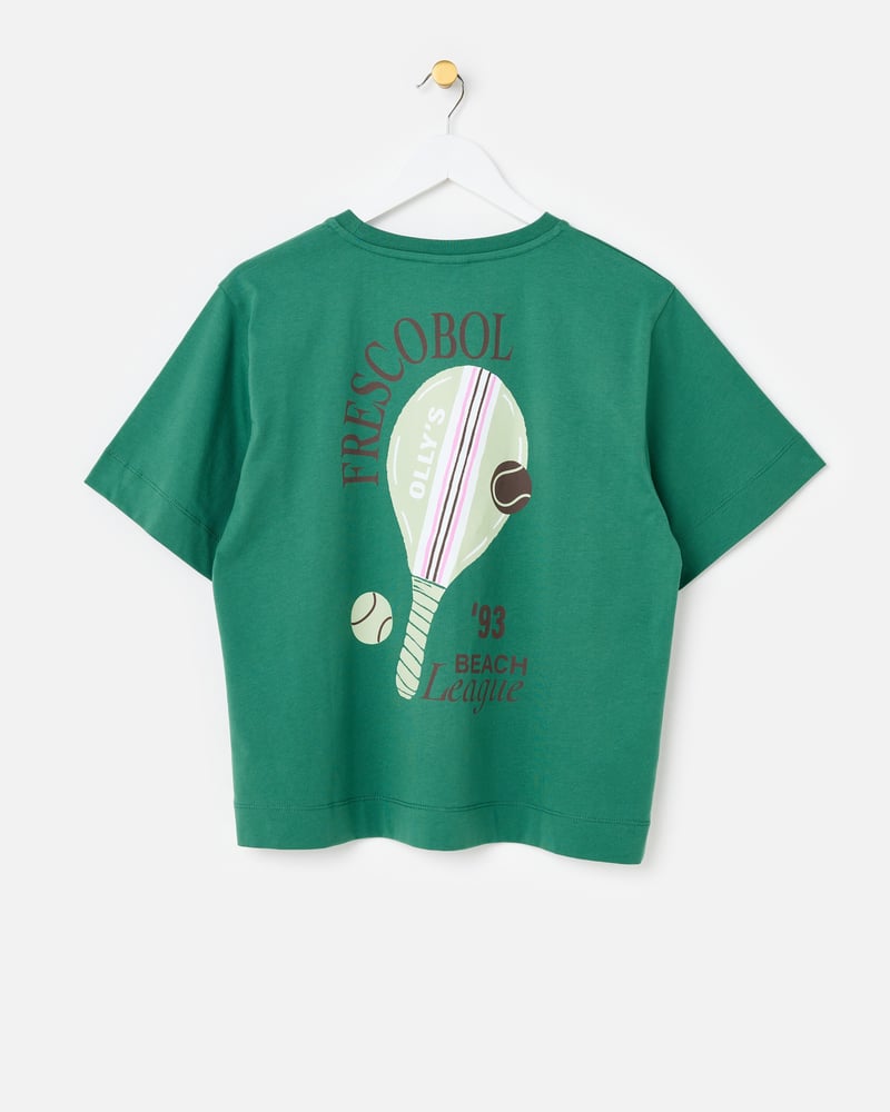 Green Frescobol Cotton Graphic T-Shirt
