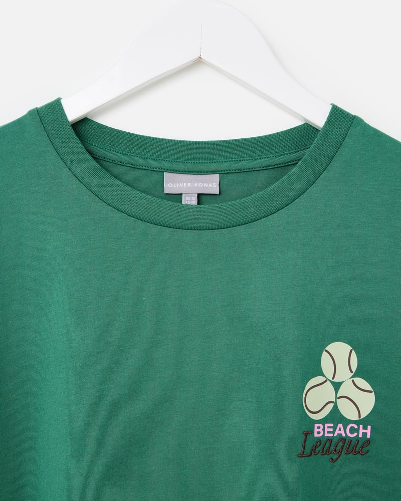 Green Frescobol Cotton Graphic T-Shirt