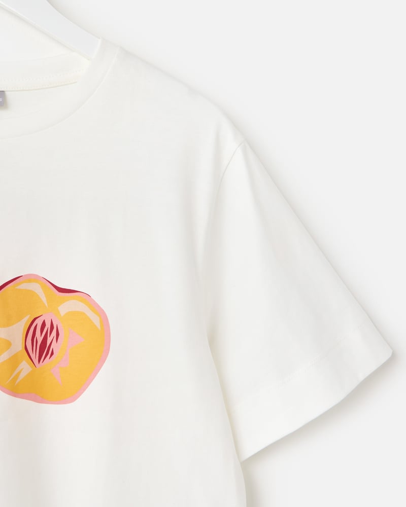 White Just Peachy Cotton Graphic T-Shirt