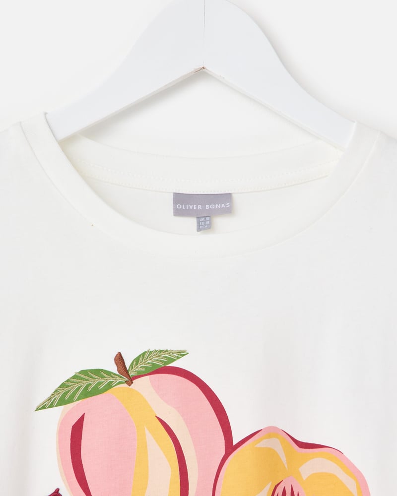 White Just Peachy Cotton Graphic T-Shirt