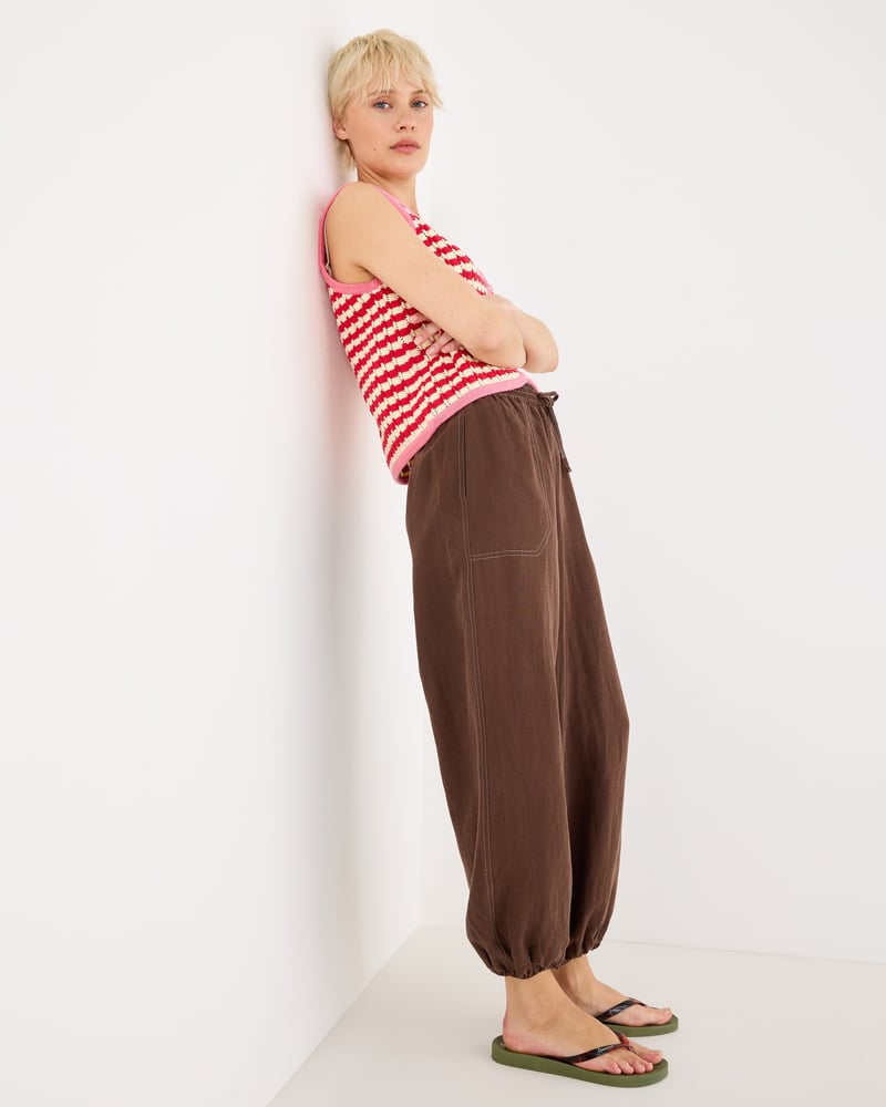 Chocolate Brown Cuffed Leg Trousers