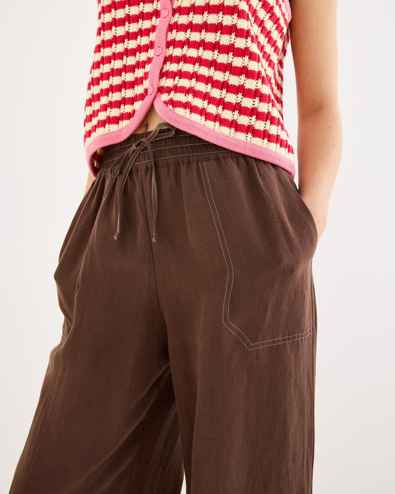 Chocolate Brown Cuffed Leg Trousers