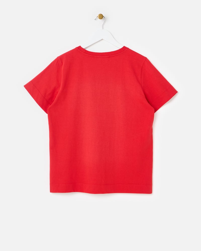 Red Today Cross Stitch Embroidered T-Shirt
