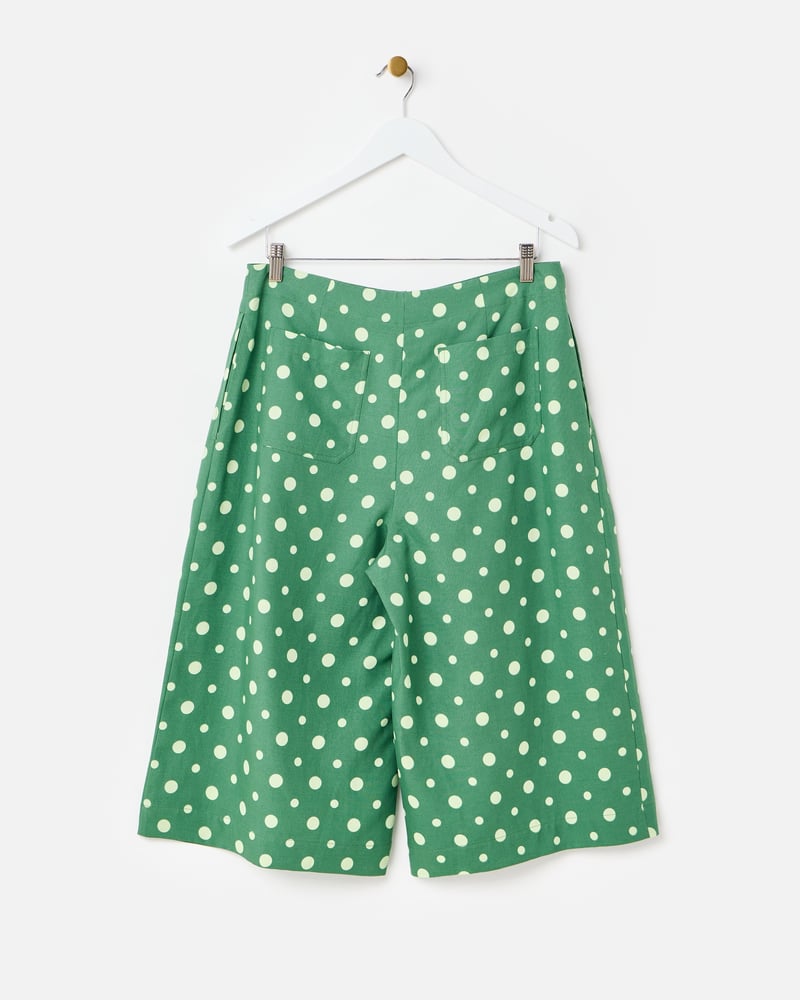 Green & Yellow Polka Dot Wide Leg Culotte Trousers
