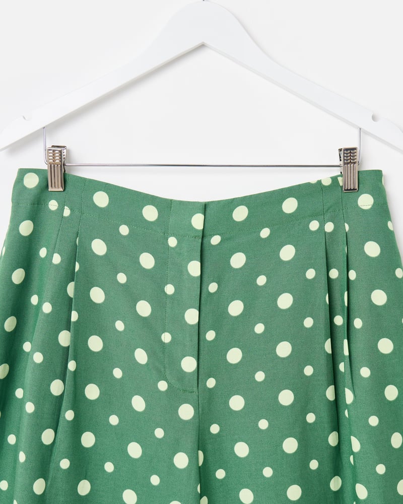 Green & Yellow Polka Dot Wide Leg Culotte Trousers