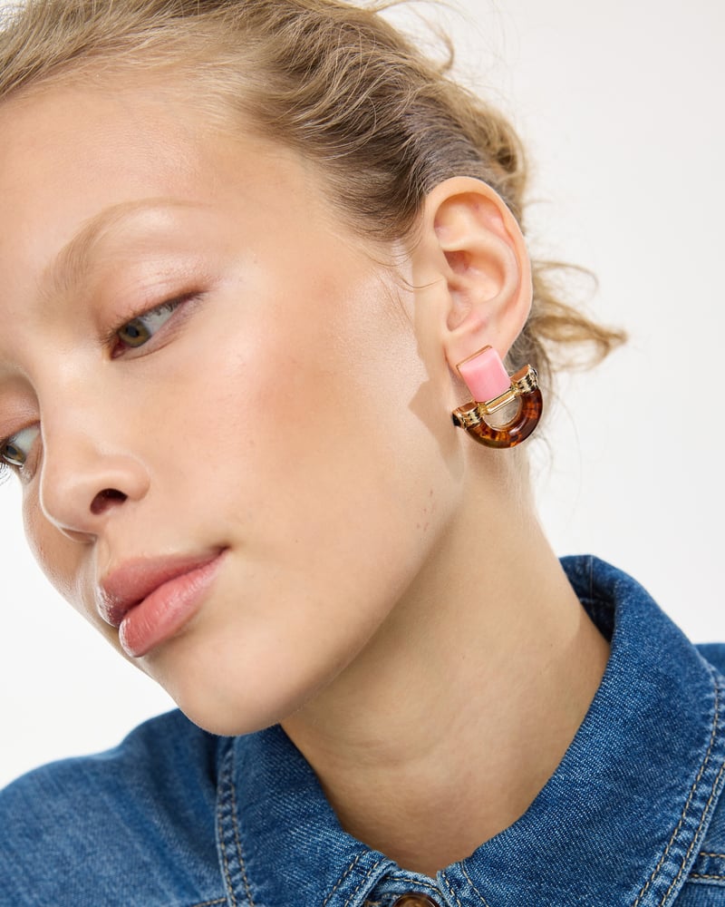 Kayla Pink & Brown Resin Statement Stud Earrings