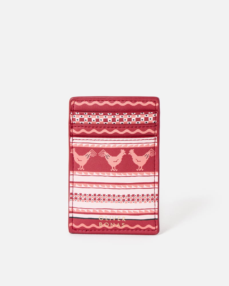 Red Fair Isle Chicken Card Holder