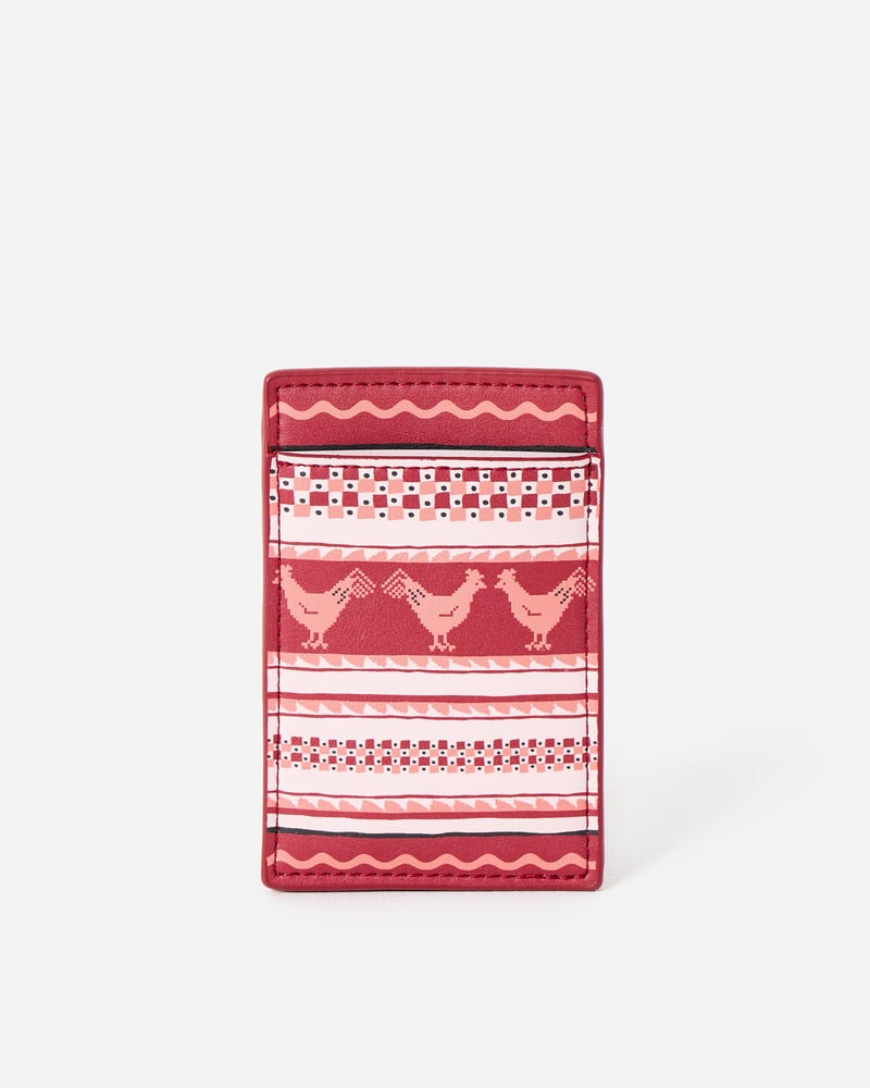 Red Fair Isle Chicken Card Holder