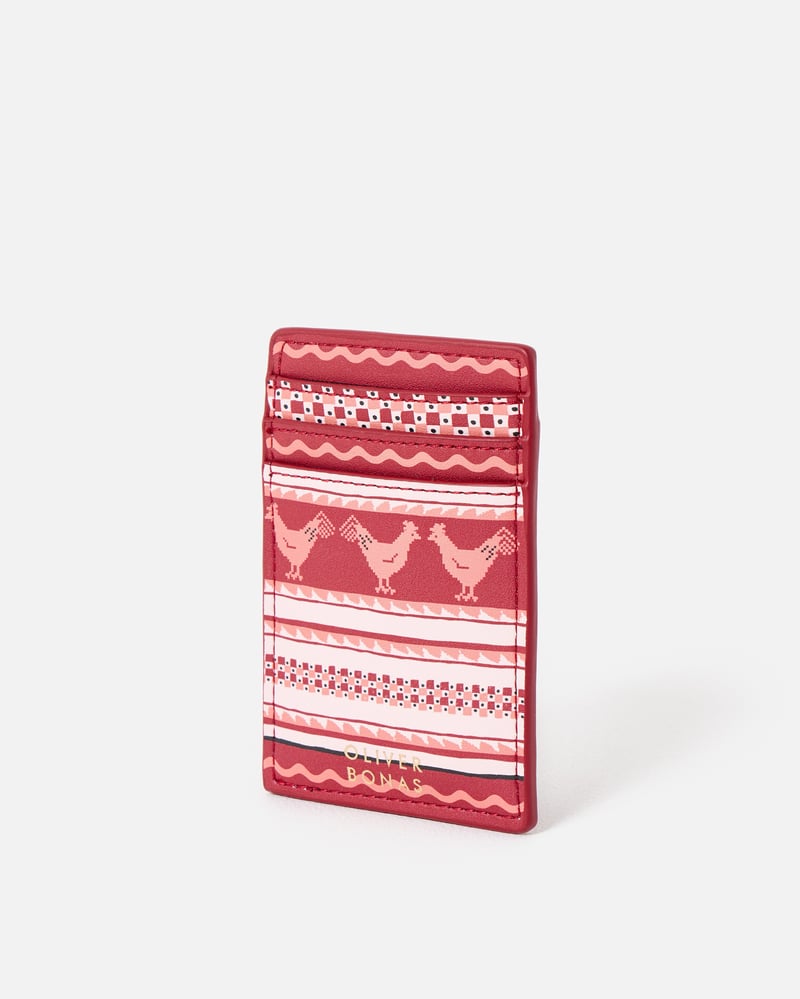 Red Fair Isle Chicken Card Holder