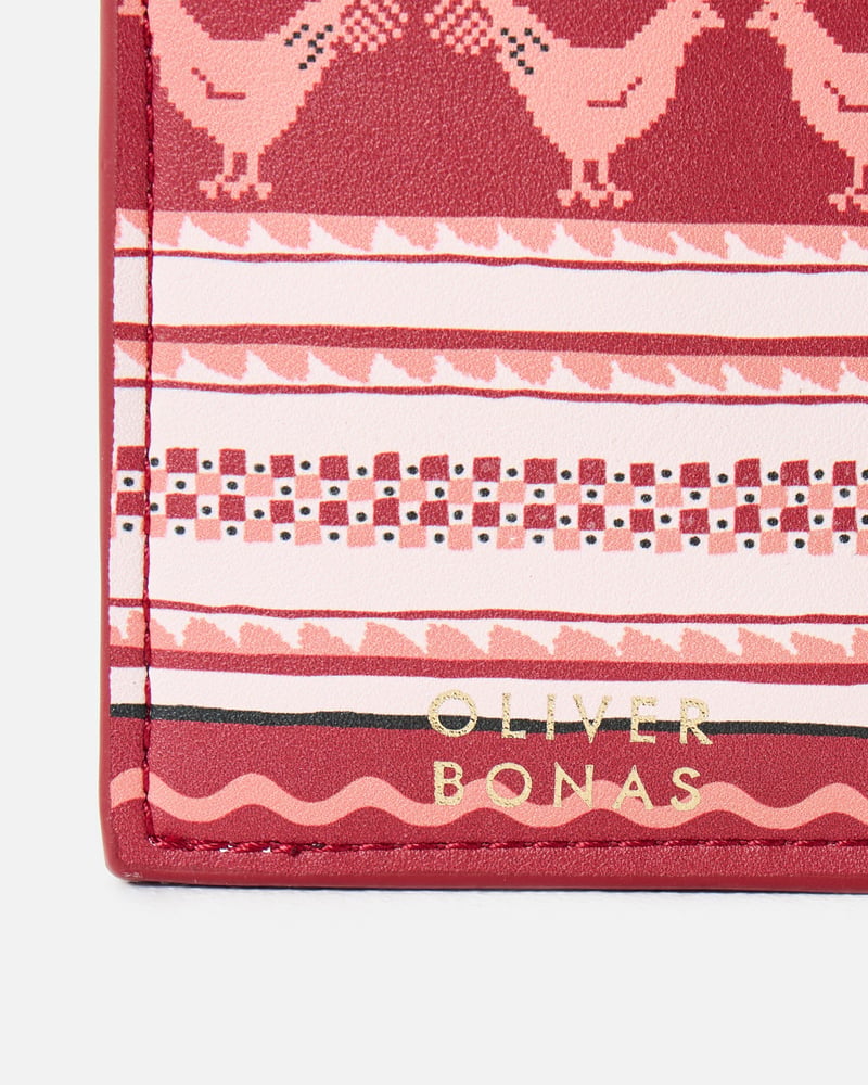 Red Fair Isle Chicken Card Holder