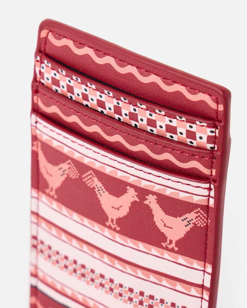 Red Fair Isle Chicken Card Holder