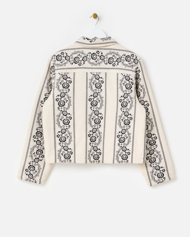 Cream & Black Floral Quilted Jacket