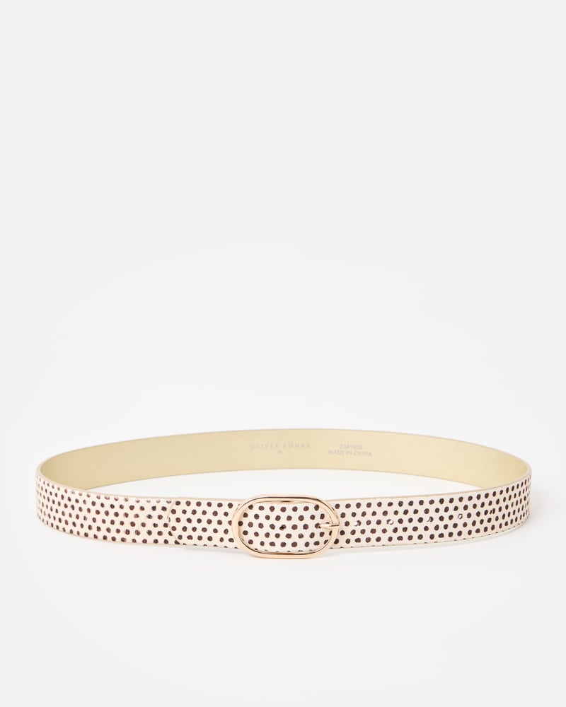 Cream & Brown Polka Dot Jeans Belt