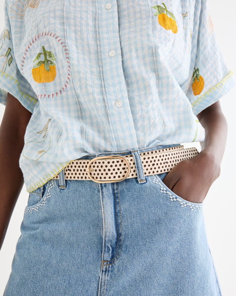 Cream & Brown Polka Dot Jeans Belt