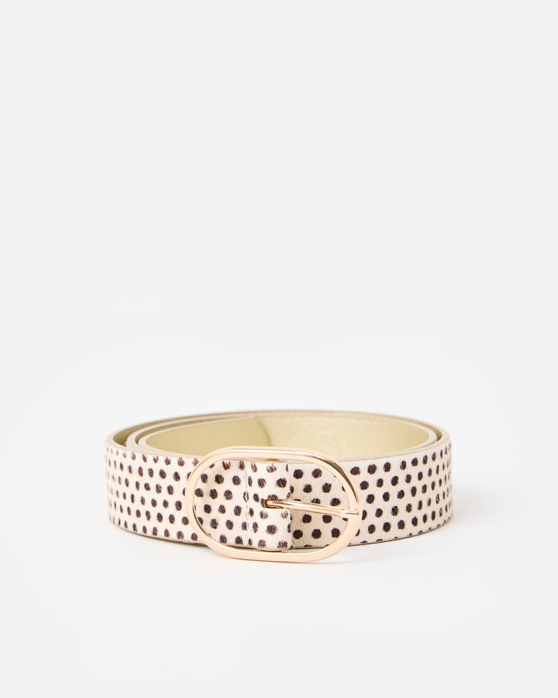 Cream & Brown Polka Dot Jeans Belt