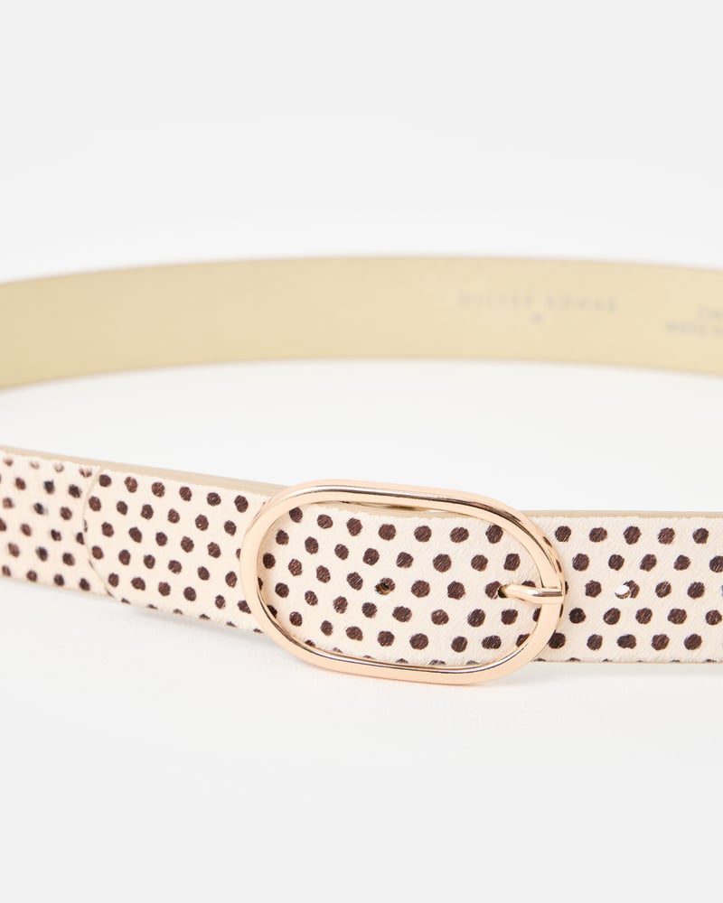 Cream & Brown Polka Dot Jeans Belt