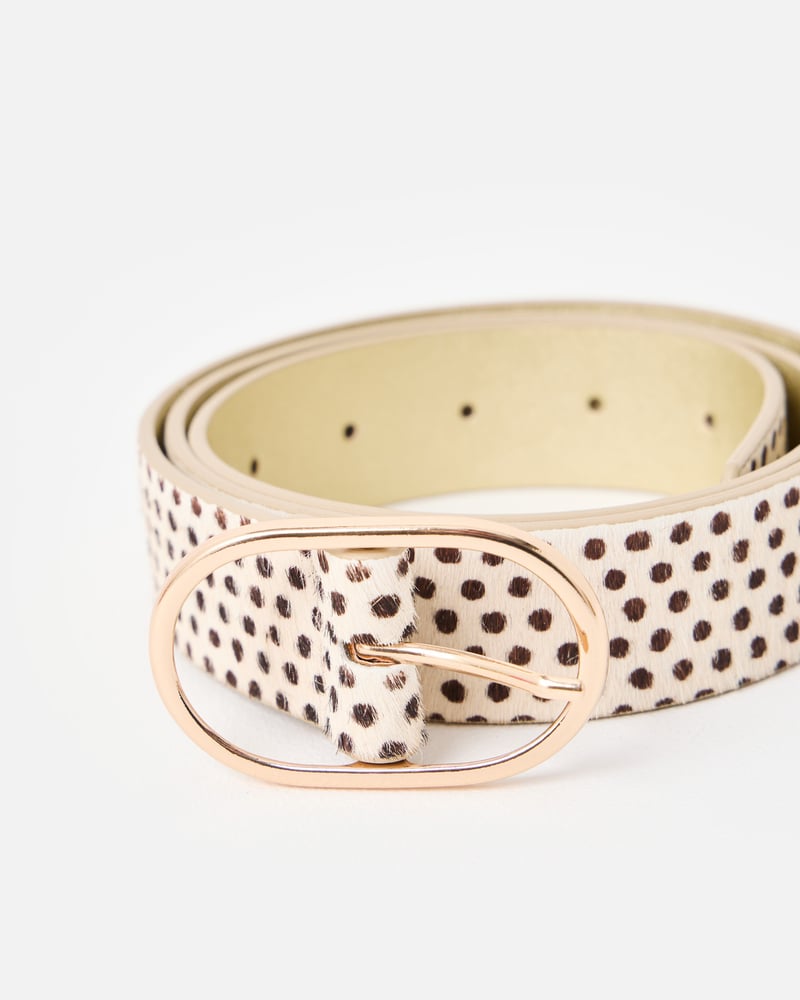 Cream & Brown Polka Dot Jeans Belt