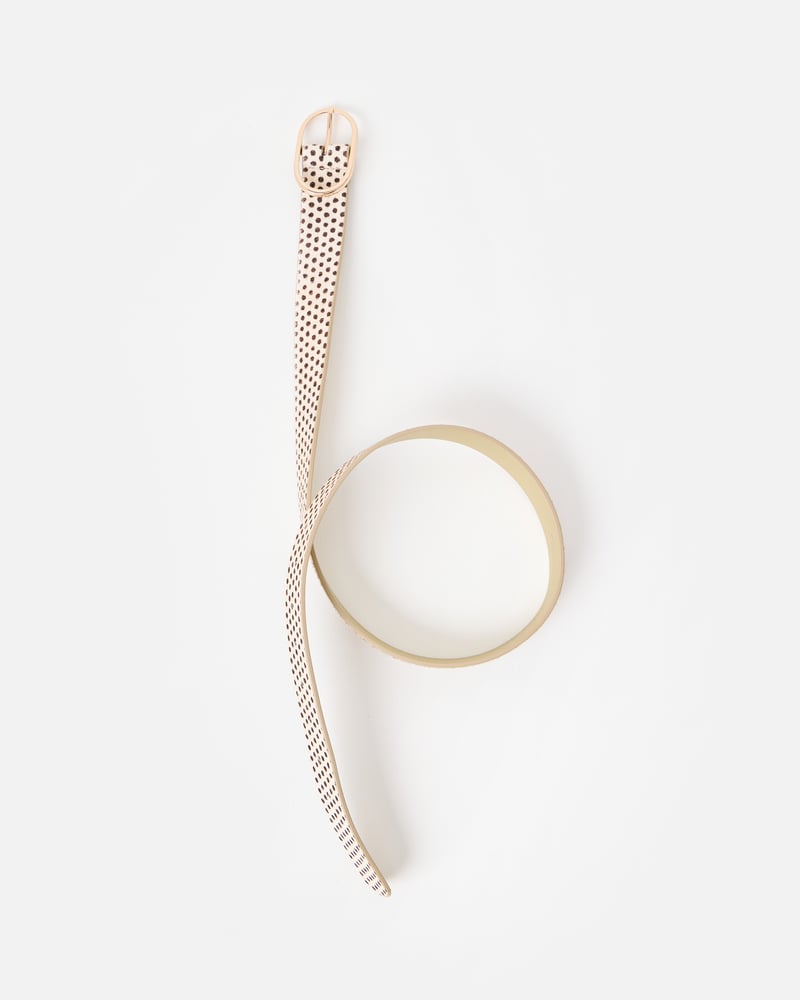 Cream & Brown Polka Dot Jeans Belt