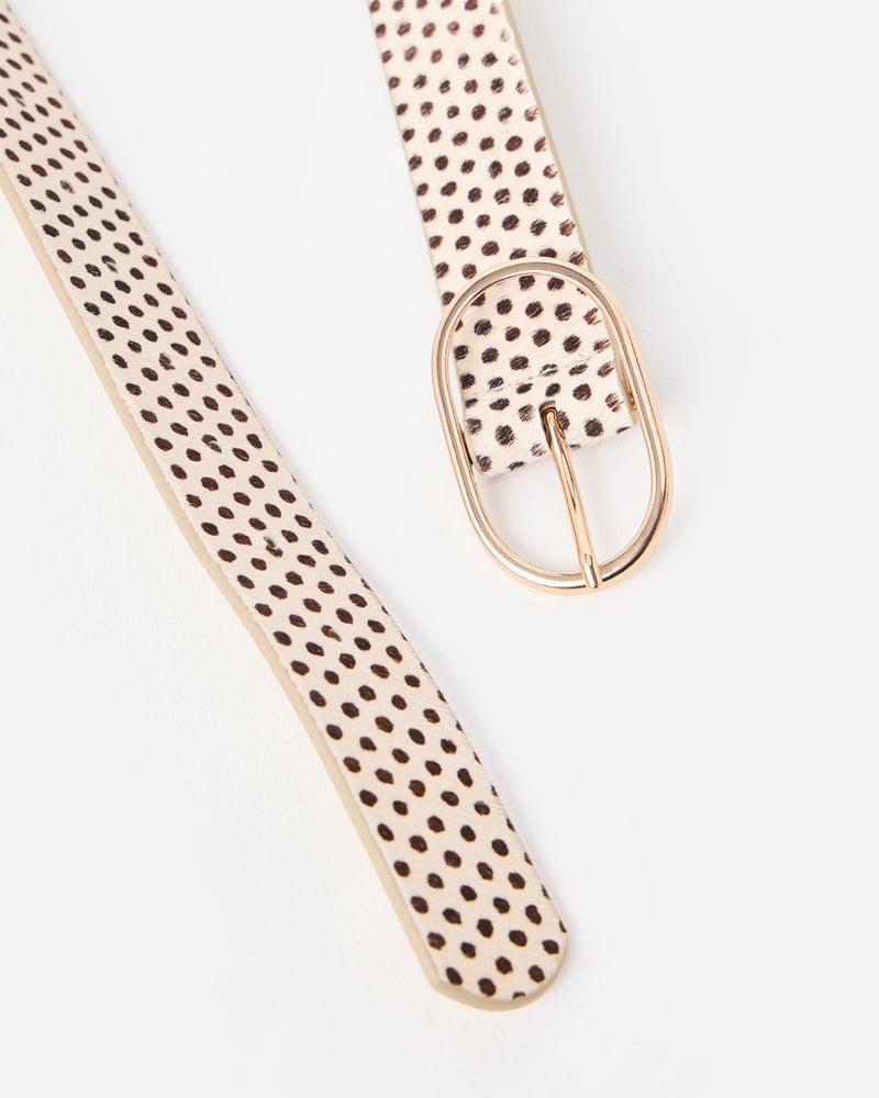 Cream & Brown Polka Dot Jeans Belt