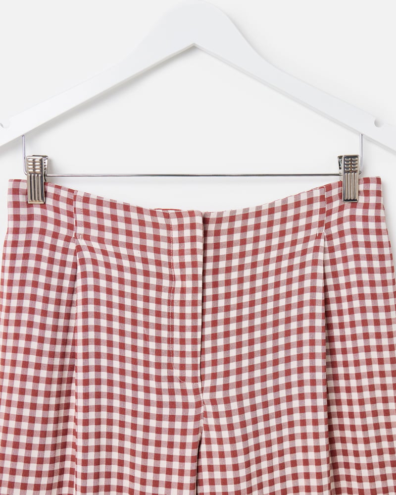Brown Gingham Wide Leg Trousers