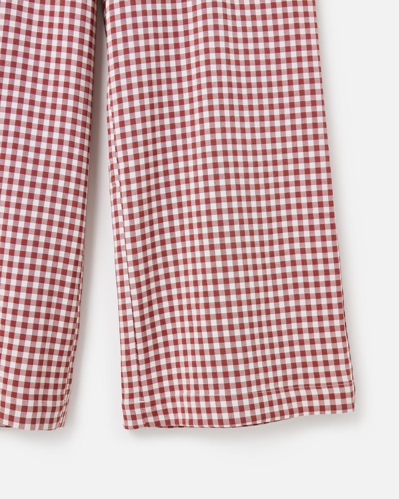 Brown Gingham Wide Leg Trousers