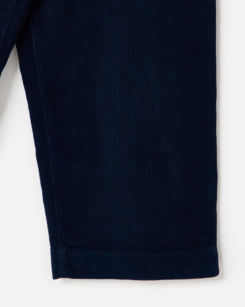 Navy Blue Corduroy Cropped Wide Leg Trousers