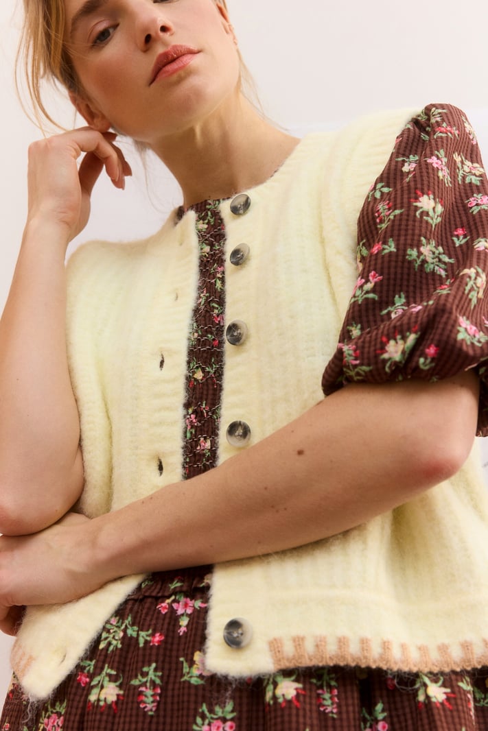 Butter Yellow Button Up Knitted Waistcoat