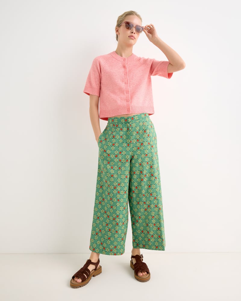 Pink Button Up Short Sleeve Knitted Cardigan