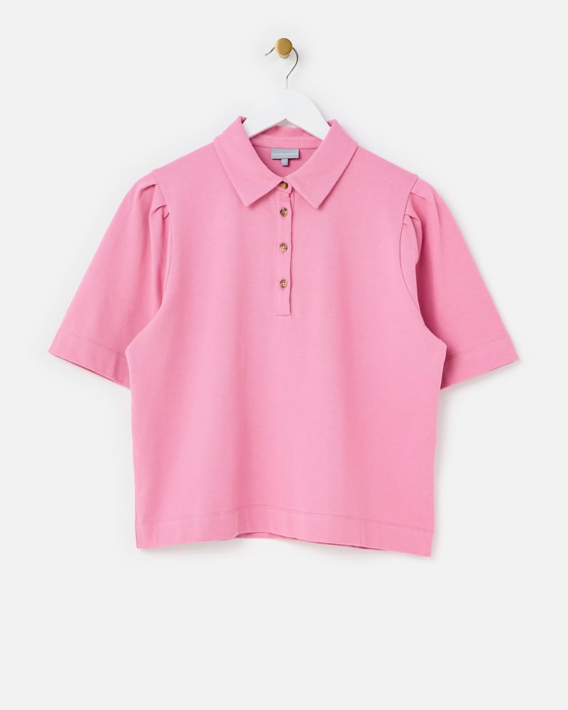 Pink Collared Short Sleeve Polo Top