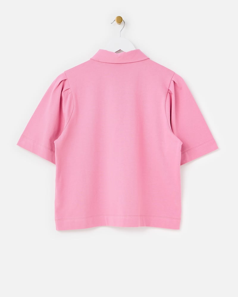 Pink Collared Short Sleeve Polo Top