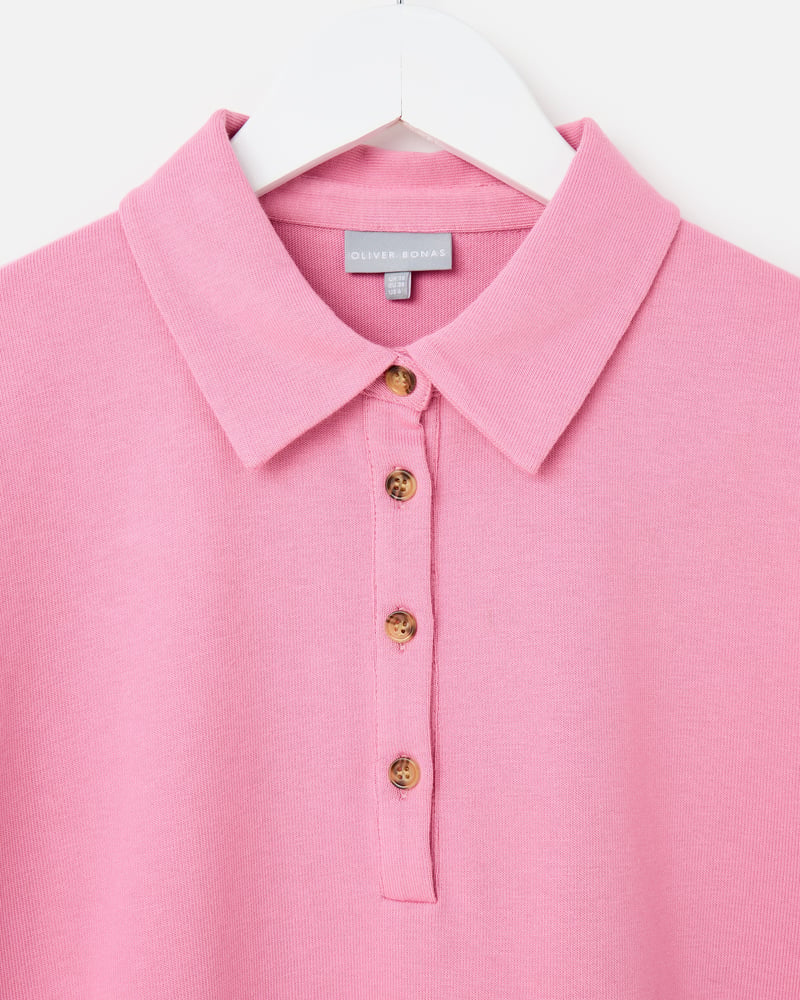 Pink Collared Short Sleeve Polo Top